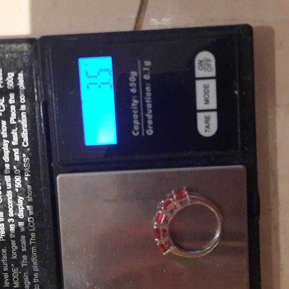 GENUINE STERLING SILVER LAB PADPARASIA 5 STONE ANNIVERSARY RING SIZE 7 - Picture 4 of 6